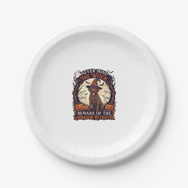 Never Mind Witch Beware Labrador Retriever Hallowe Paper Plate (Front)