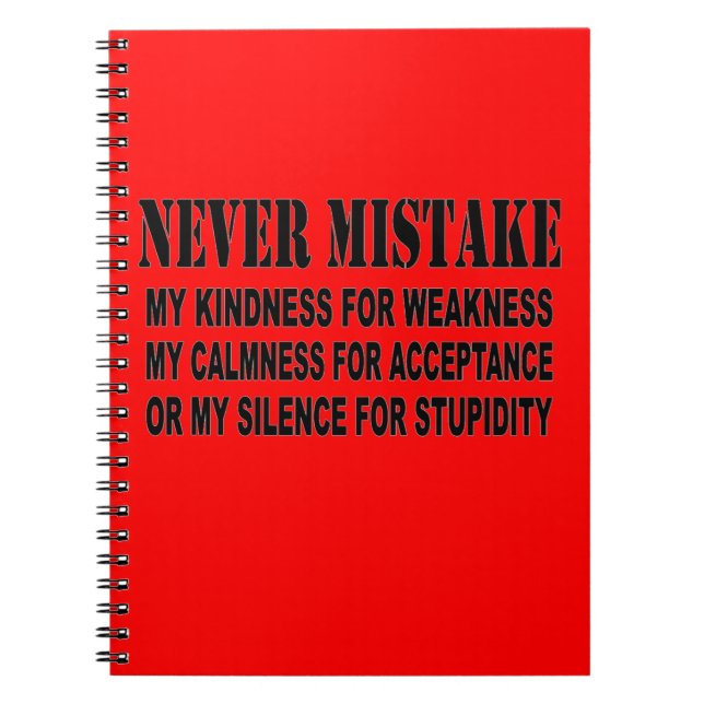 NEVER MISTAKE SPIRAL NOTEBOOK (Front)
