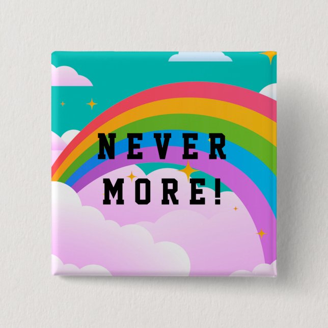never more rainbow covenant 15 cm square badge (Front)