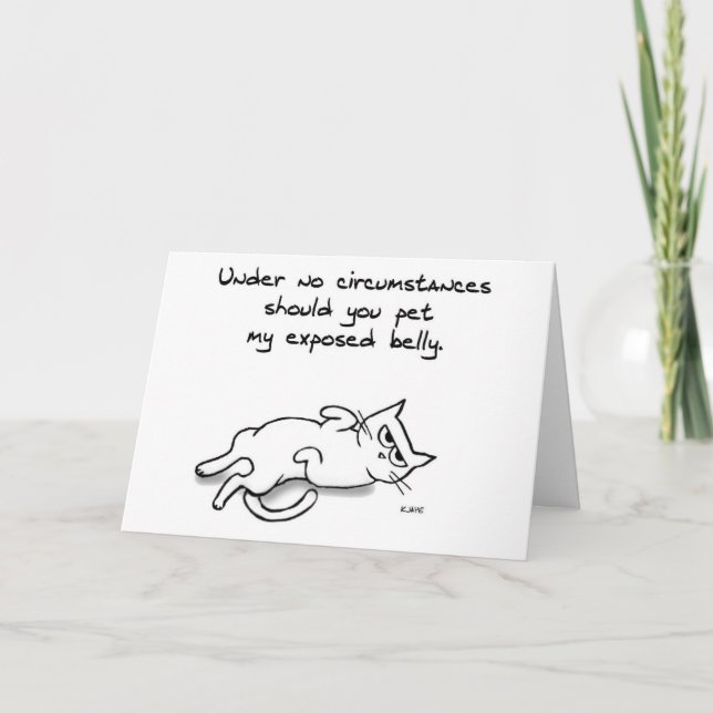 Never Pet the Cat Belly - Funny Cat Greeting Card (Front)