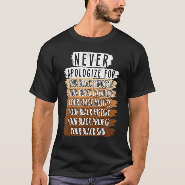 Never Retro Apologize BLM Black History Month Mela T-Shirt (Front)