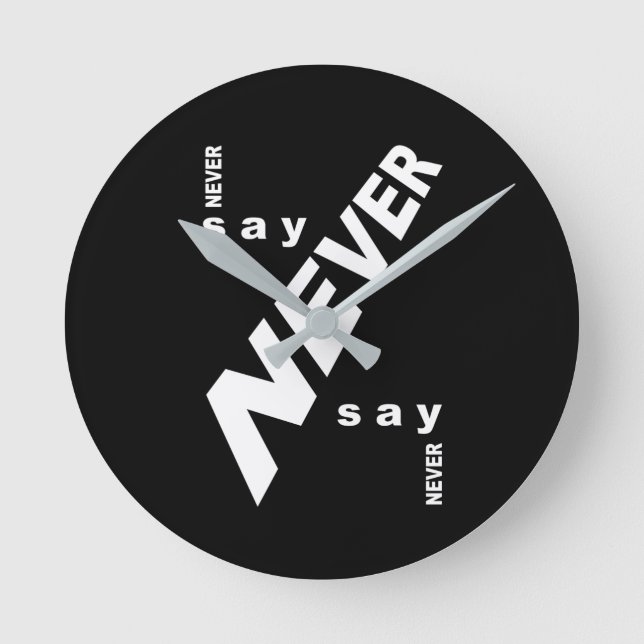 Never say never round clock (Front)