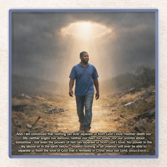 Never separated from God Glass Coaster (Front)