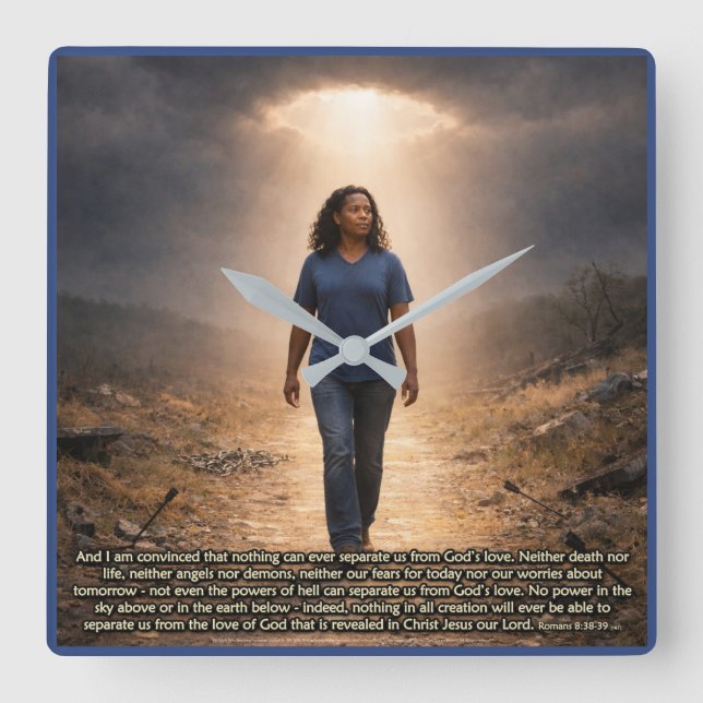 Never separated from God Square Wall Clock (Front)