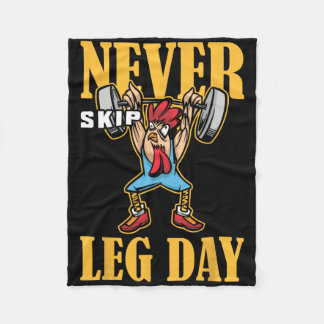 Never Skip Leg Day Weightlifting Workout  Fleece Blanket
