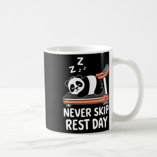 Never Skip Rest Day Funny Bodybuilding Panda Worko Coffee Mug (Right)