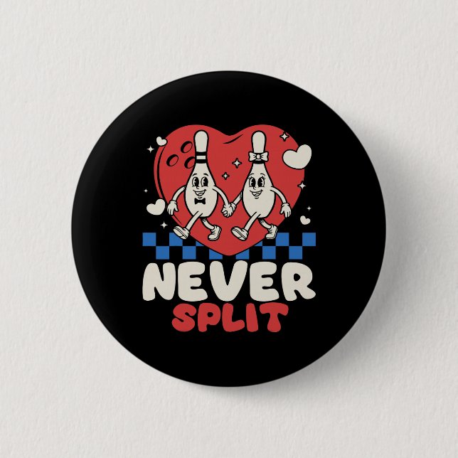 Never Split Bowling Pins Valentine Couples Cute Ma (Front)