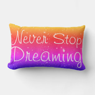 Never Stop Dreaming Stars Rainbow Lumbar Cushion