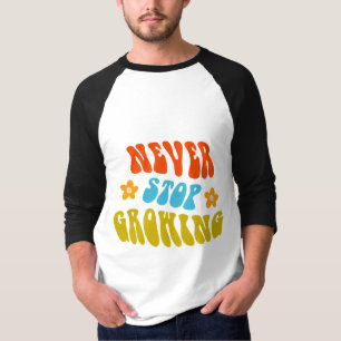 Never Stop Growing, Men's Basic 3/4 Sleeve Raglan T-Shirt