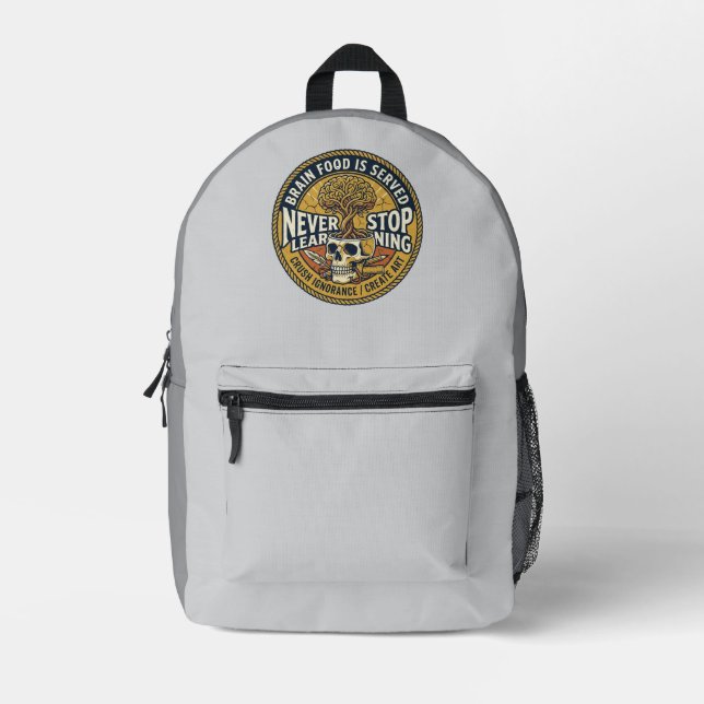 Never Stop Learning Brain Tree Skull Tote Bag | Vi (Front)