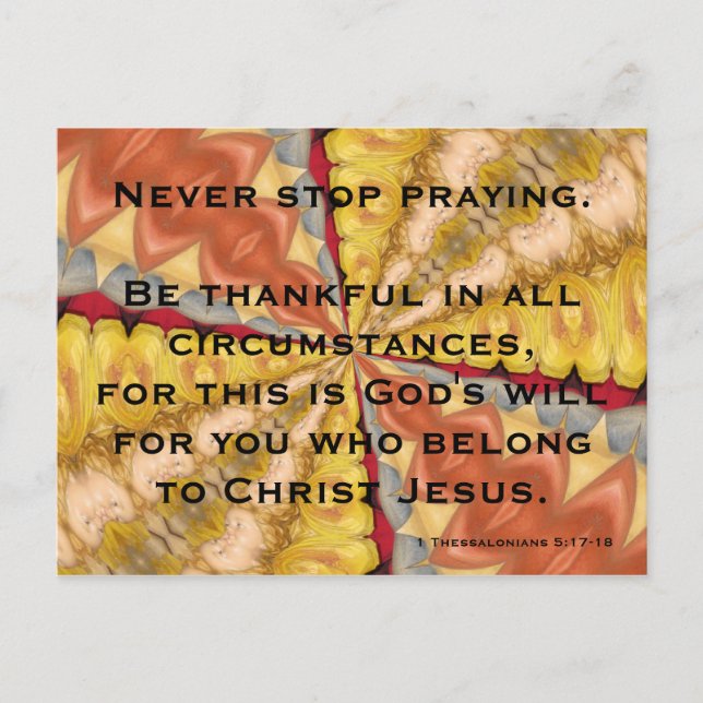Never Stop Praying Postcard (Front)
