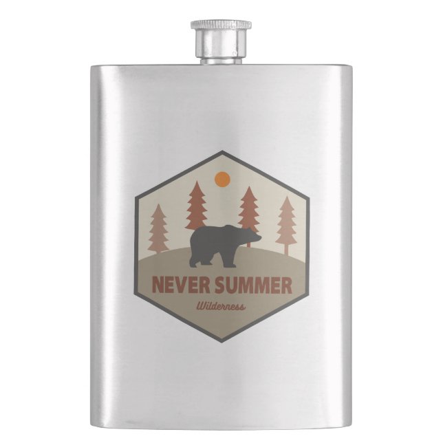 Never Summer Wilderness Colorado Bear Hip Flask (Front)