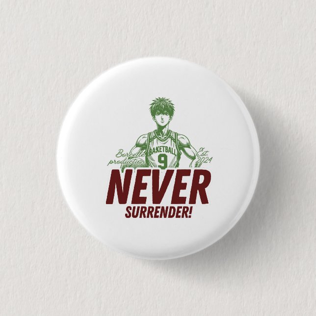 Never Surrender Anime Basketball 3 Cm Round Badge (Front)