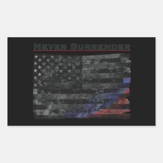 Never Surrender Black American Flag Rectangular Sticker