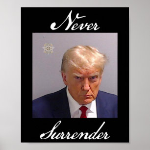 Never Surrender Trump Mug Shot Poster