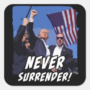 Never Surrender USA Patriot Donald Trump Rally Square Sticker