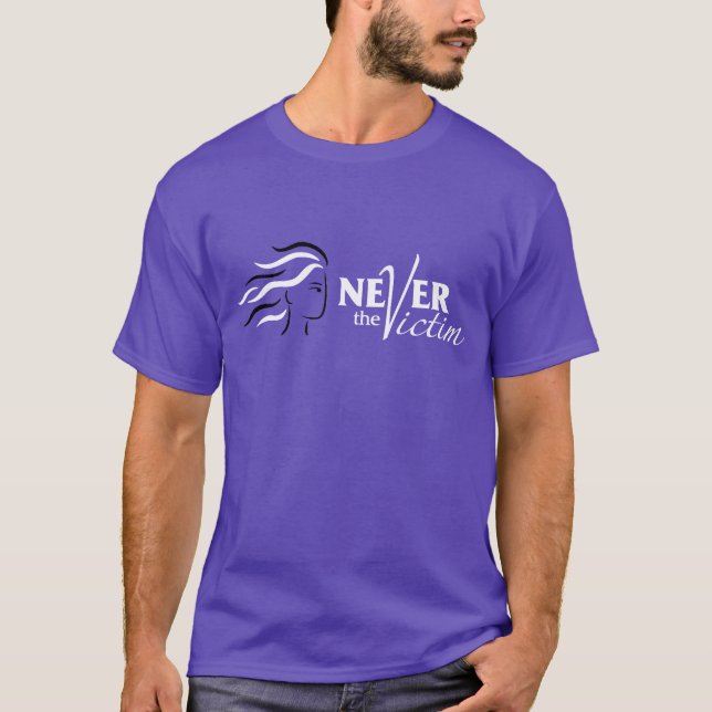 Never the Victim Purple T-Shirt (Front)
