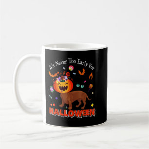 Never Too Early For Halloween Candy Basket Pumpkin Coffee Mug