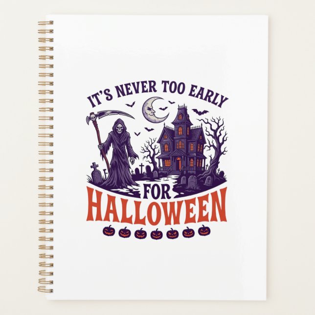 Never Too Early Halloween Grim Reaper Haunted Hous Planner (Front)