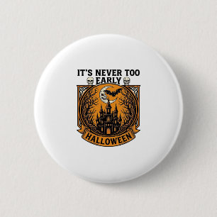 Never Too Early Halloween Haunted House Moon Bat_1 6 Cm Round Badge