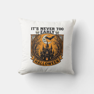 Never Too Early Halloween Haunted House Moon Bat_1 Cushion