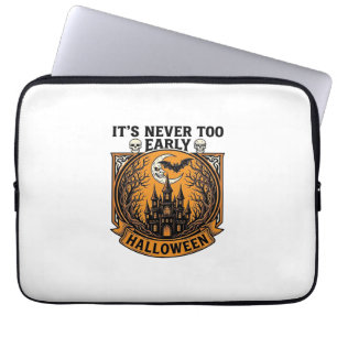Never Too Early Halloween Haunted House Moon Bat_1 Laptop Sleeve