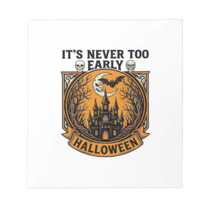 Never Too Early Halloween Haunted House Moon Bat_1 Notepad