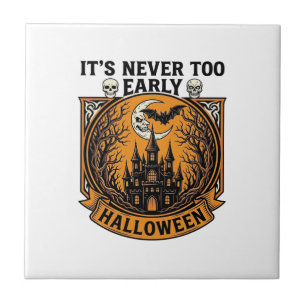 Never Too Early Halloween Haunted House Moon Bat_1 Tile