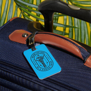 Never Too Late Skeleton Surfer Chick Ocean Vibes  Luggage Tag
