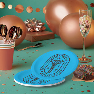 Never Too Late Skeleton Surfer Chick Ocean Vibes  Paper Plate