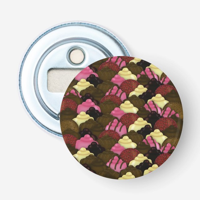 Never Too Much Chocolate - Valentines Day Candy Bottle Opener (Front)