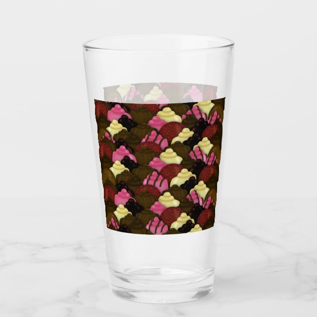 Never Too Much Chocolate - Valentines Day Candy Glass (Front)