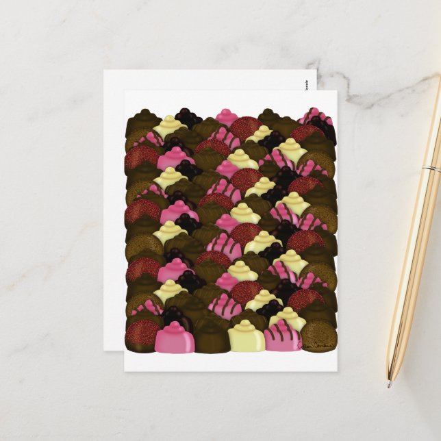 Never Too Much Chocolate - Valentines Day Candy Holiday Postcard (Front/Back In Situ)
