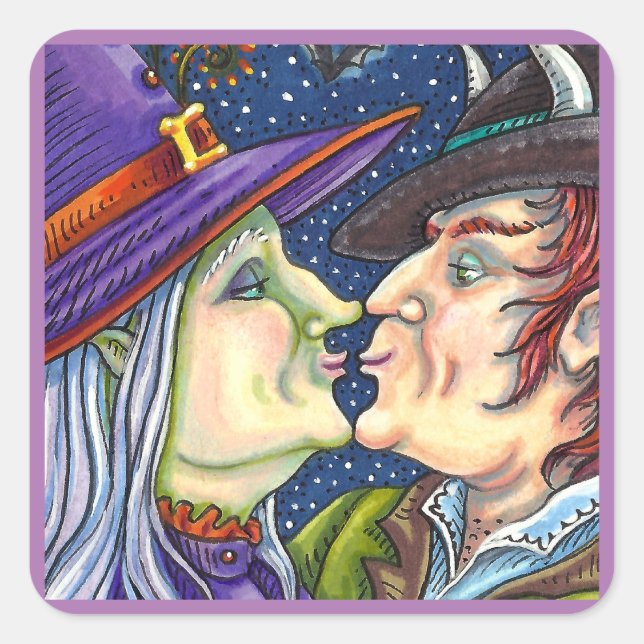 NEVER TOO OLD FOR ROMANCE, WITCH & WARLOCK IN LOVE SQUARE STICKER (Front)