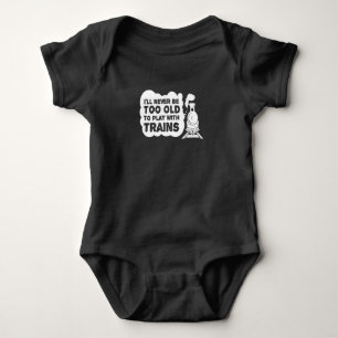 Never Too Old Trains Model Railroad Baby Bodysuit