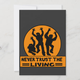 NEVER TRUS THE LIVING T-Shirt Button Round Clock Invitation