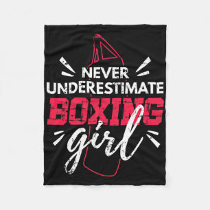 Never Underestimate A Boxing Girl Mma Kickboxing B Fleece Blanket
