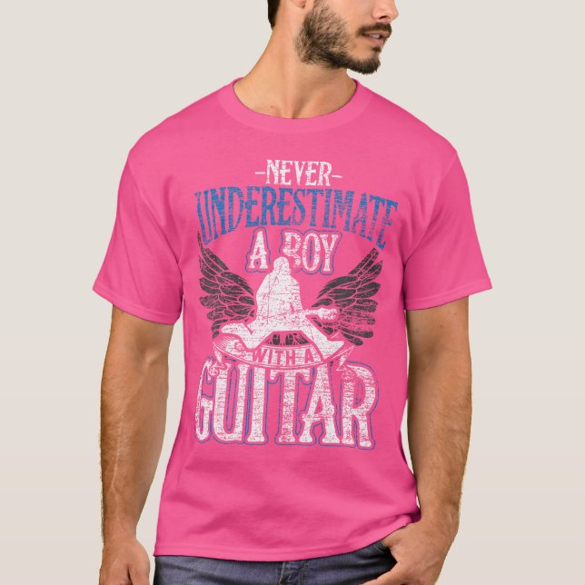 Never Underestimate A Boy With A Guitar T-Shirt (Front)