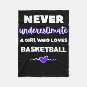 Never Underestimate A Girl Who Loves Basketball Fleece Blanket