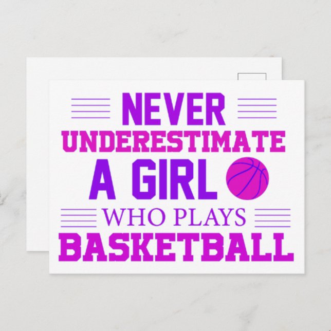 Never Underestimate A Girl Who Plays Basketball  Postcard (Front/Back)
