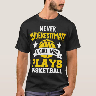 Never Underestimate A Girl Who Plays Basketball T-Shirt