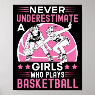 Never Underestimate A Girl Who Plays Basketball Wo Poster