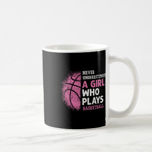 Never Underestimate A Girl Who Plays Bysketbyll Gi Coffee Mug