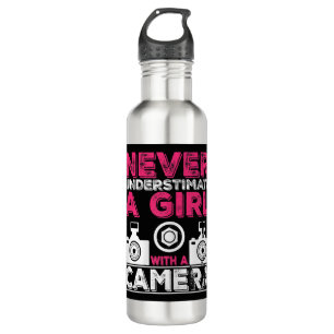 Never Underestimate A Girl With A Camera - Girl Ph 710 Ml Water Bottle