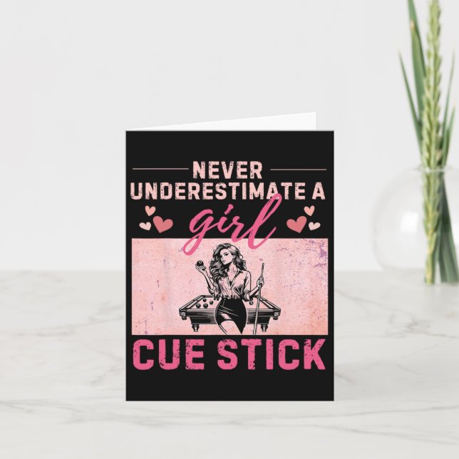 Never Underestimate A Girl With A Cue Stick Funny  Card (Front)