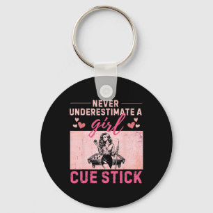 Never Underestimate A Girl With A Cue Stick Funny Key Ring