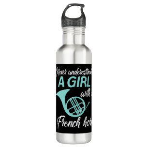 Never Underestimate A Girl With A French Horn Wome 710 Ml Water Bottle