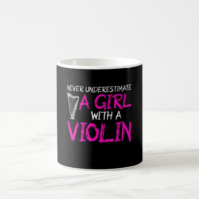 never underestimate a girl with a violin coffee mug (Center)
