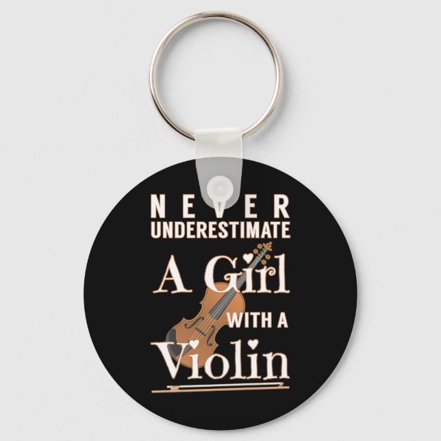Never Underestimate a Girl with A Violin Gift Soli Key Ring (Front)