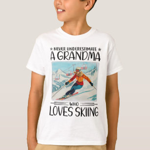 Never Underestimate A Grandma Who Loves Skiing  T-Shirt
